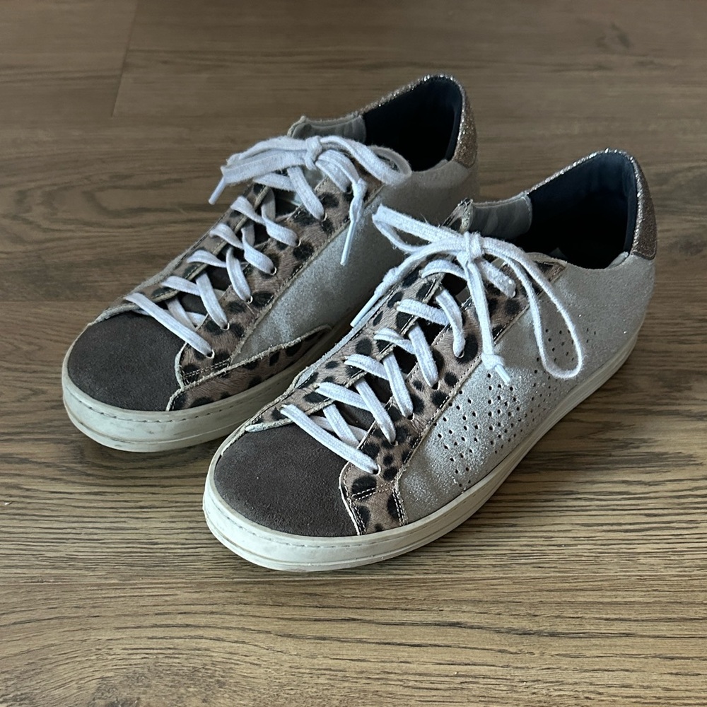 P448 John Gray and Leopard Print Sneakers